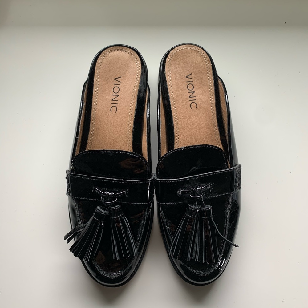 Vionic Leather Mules with Tassel - Reagan